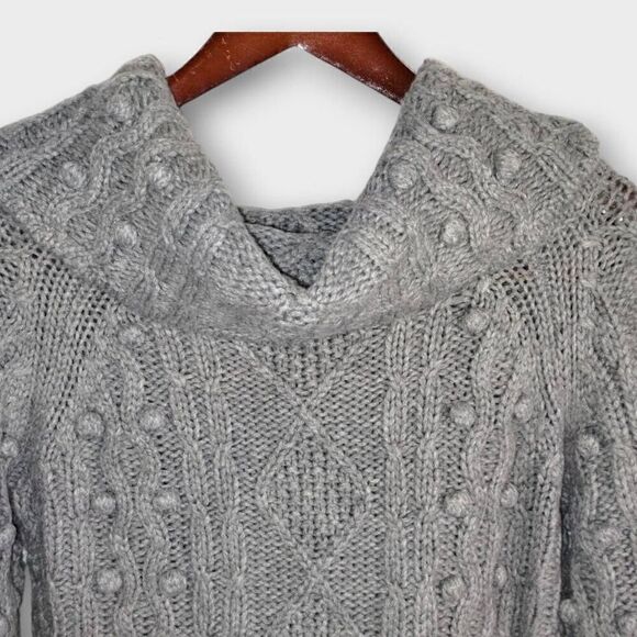 Love Token Womens Sweater Sz Medium Pullover Grey Wool Oversized Collar Lagenloo - Picture 6 of 10